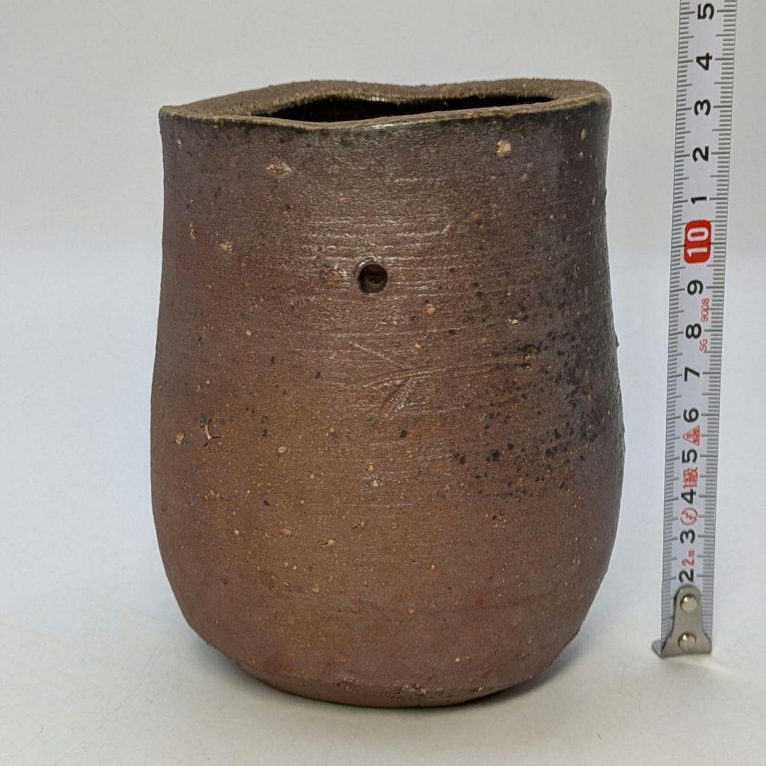 人間国宝 藤原雄 備前焼 掛花入 合箱栞 花器 フラワーベース 花瓶 花生 抹茶