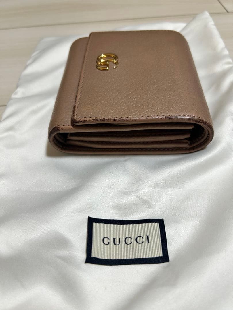 GUCCI 二つ折り財布 ブラウン レザー
