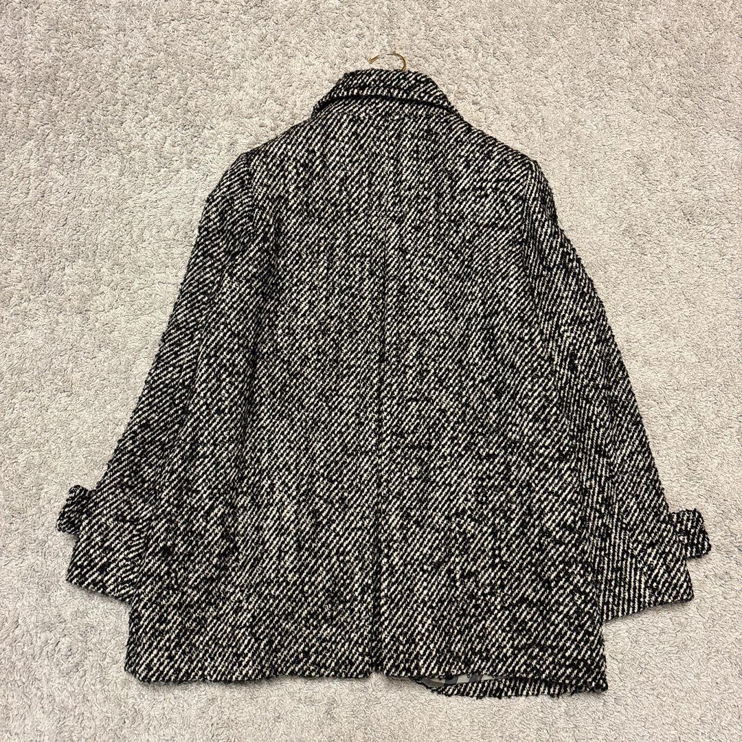 美品⭐︎バーバリーロンドン　ツイードコート　黒白　ロゴボタン38 Mサイズ