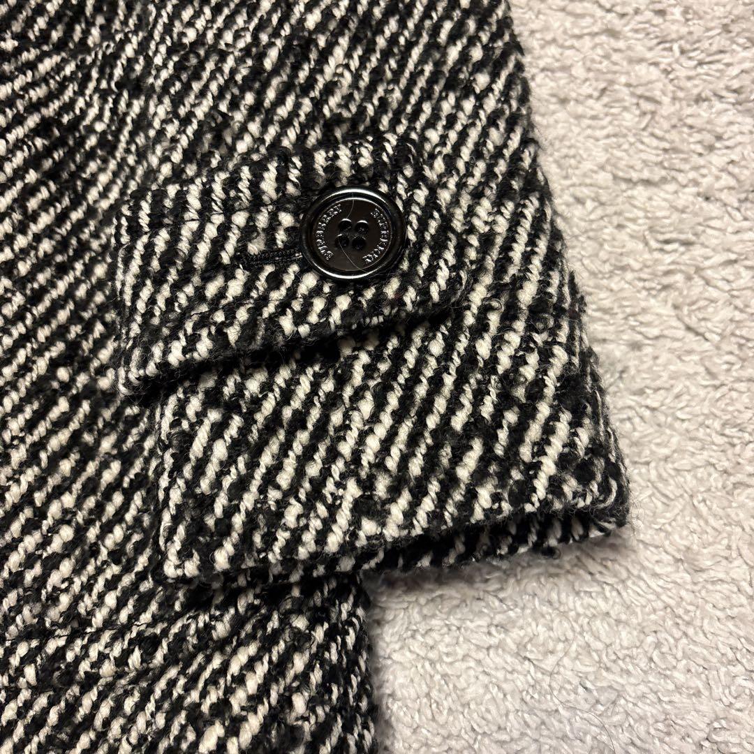 美品⭐︎バーバリーロンドン　ツイードコート　黒白　ロゴボタン38 Mサイズ