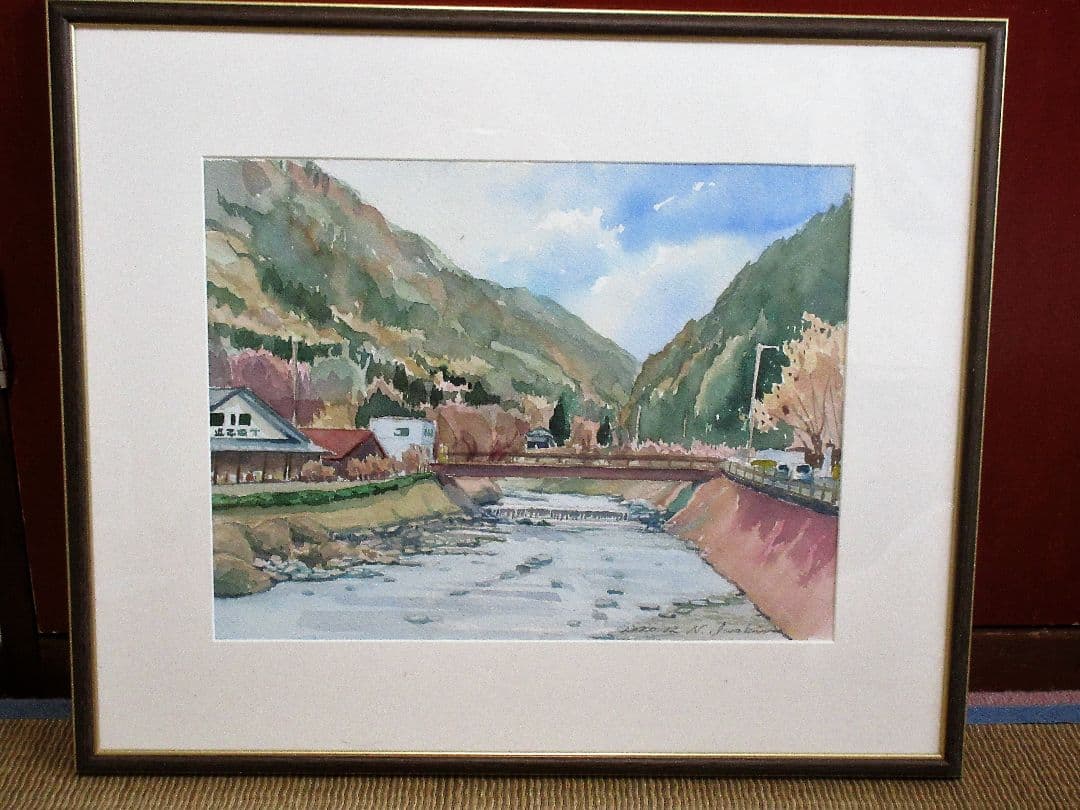 水彩画「清川村の紅葉」