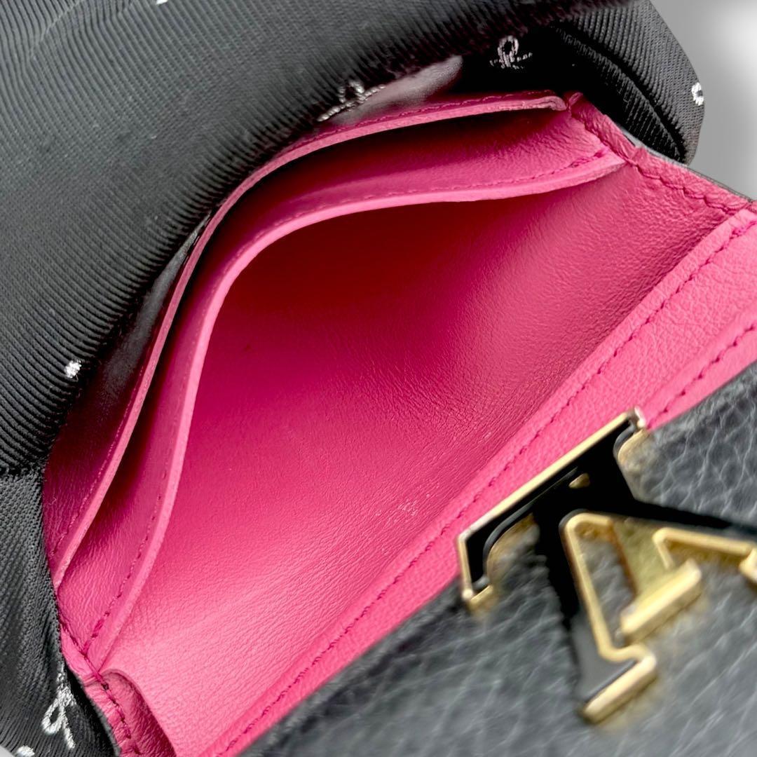 【美品】ルイヴィトン 財布　カプシーヌ XS ブラック コンパクト財布　三つ折り