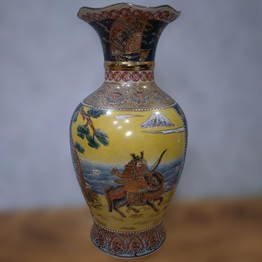 飾り壺　戦国武将　絵図 花瓶 大壺　アンティーク　ヴィンテージ
