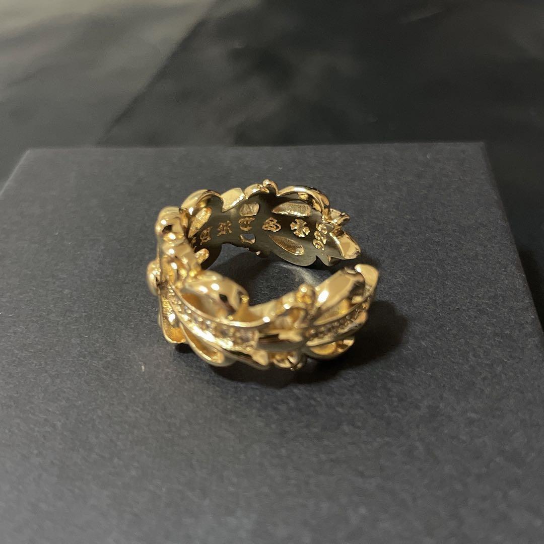 ノーブランド フローラルリング 指輪 クロス ２２ｋ加工 シルバー９２５ １７号