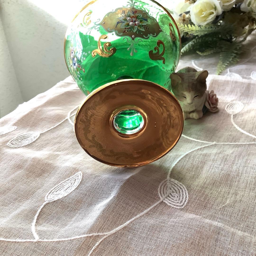 ベネチアングラス　エナメル彩　コンポート