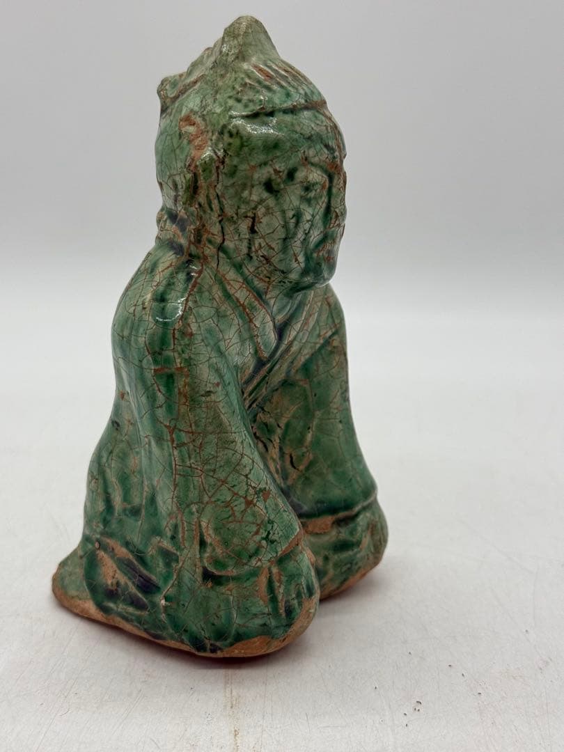 中国　緑釉胡人俑　漢緑釉　高さ約12.6cm 送料込み251022