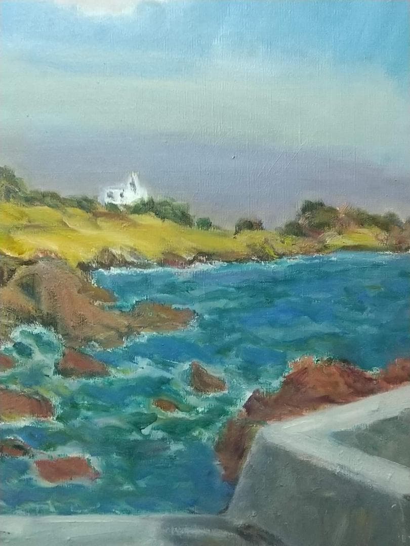 F8「雲流れる房州白浜」 絵画 油絵 油彩画 風景画 アート