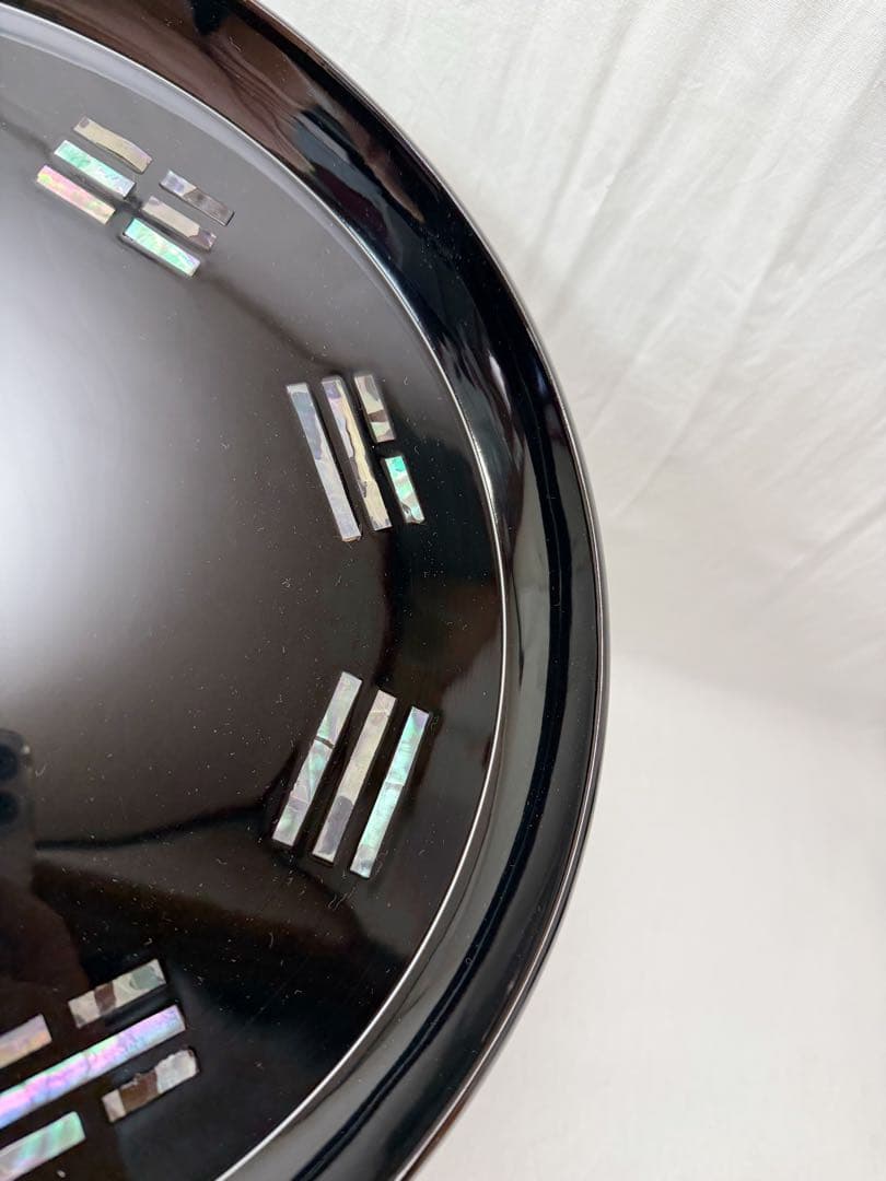 ほぼ未使用 茶道具 木製黒真塗 螺鈿細工 青貝 八卦盆