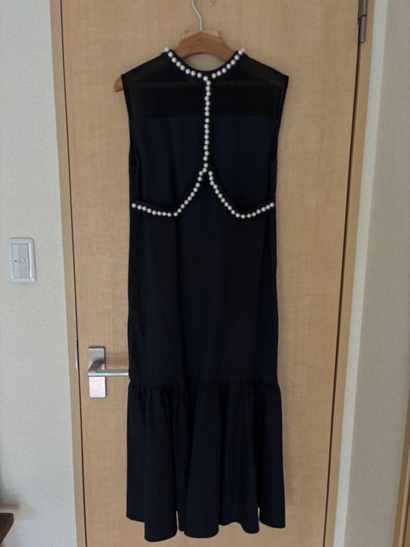 Ameri vintageブラック　パール装飾マーメイドドレス