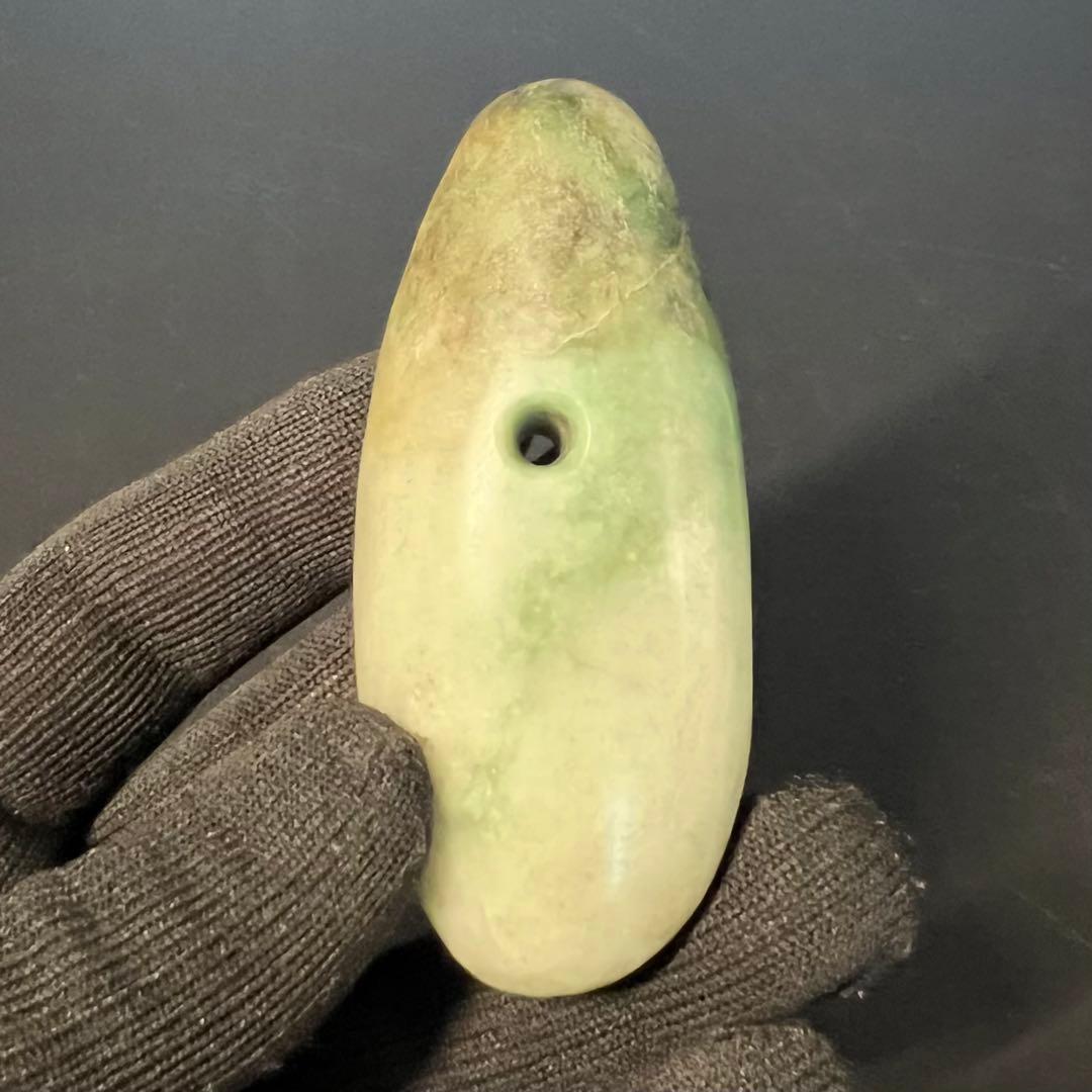 ◎縄文 本翡翠 大珠 呪術具◎ 祭祀具 硬玉 重量143g ◎ 古美術 庵々