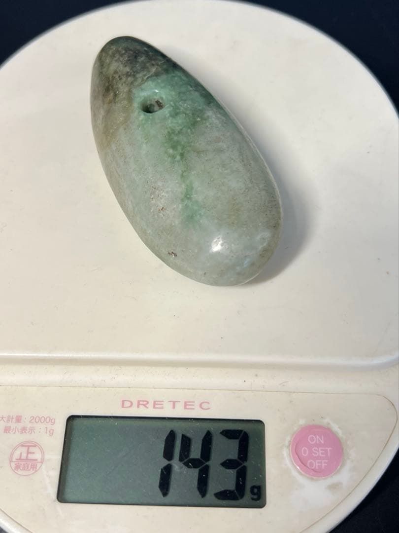 ◎縄文 本翡翠 大珠 呪術具◎ 祭祀具 硬玉 重量143g ◎ 古美術 庵々