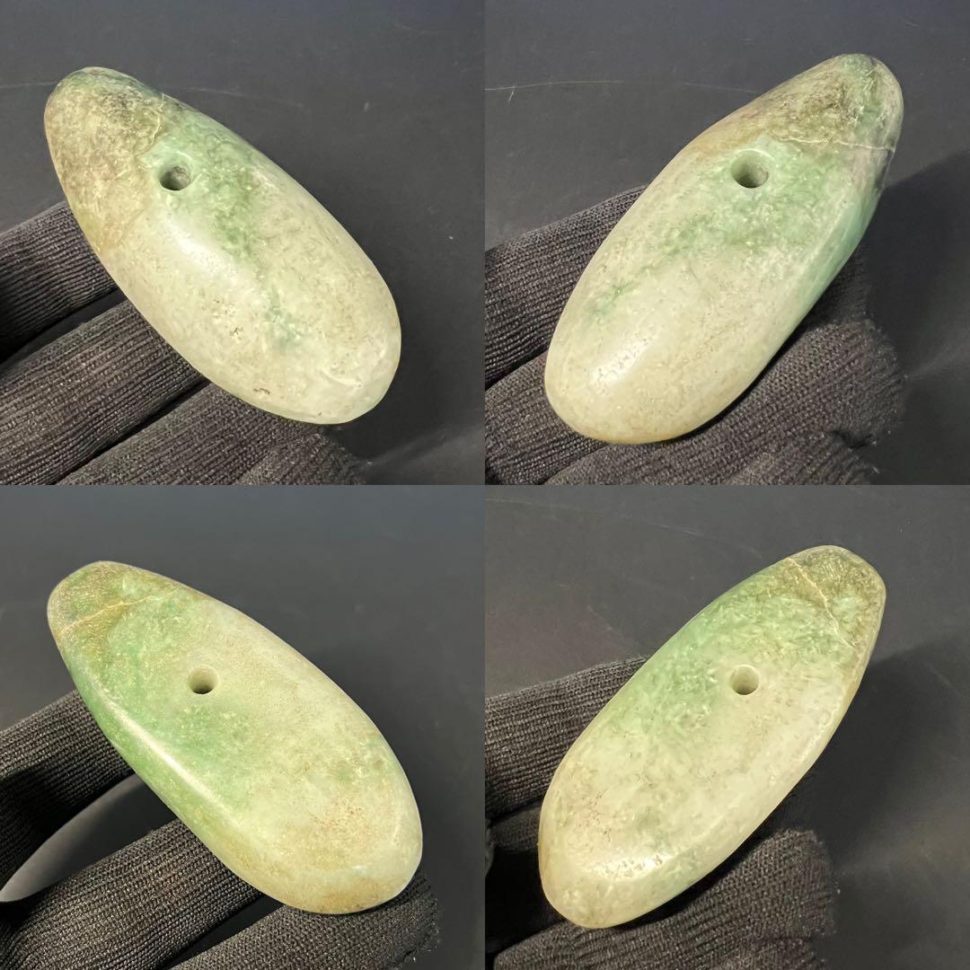 ◎縄文 本翡翠 大珠 呪術具◎ 祭祀具 硬玉 重量143g ◎ 古美術 庵々