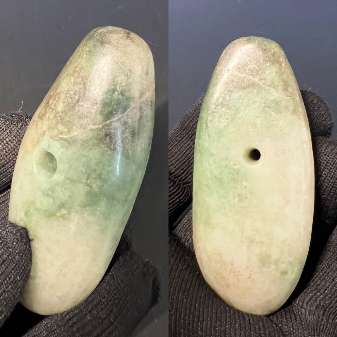 ◎縄文 本翡翠 大珠 呪術具◎ 祭祀具 硬玉 重量143g ◎ 古美術 庵々