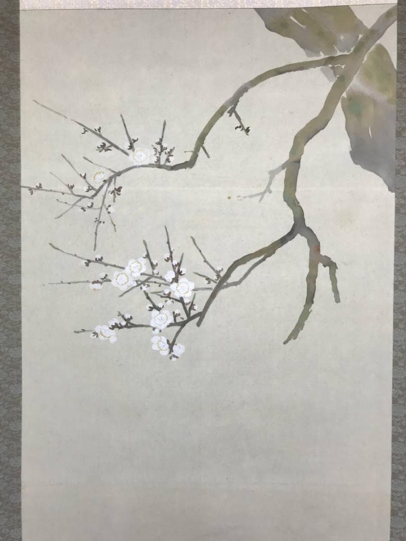 【真作】桃園/梅に鴬図/花鳥図/掛軸/名家伝来/AC-304