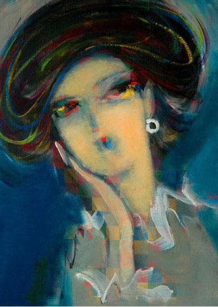 油絵 絵 絵画 インテリア 額付(黒) F4-051713 人物 女性像