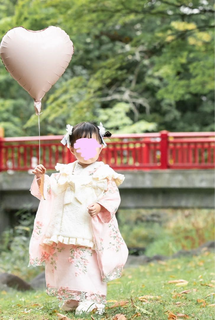 キャサリンコテージ　着物ワンピース& 被布セット＋七五三用草履スリッポン　３歳