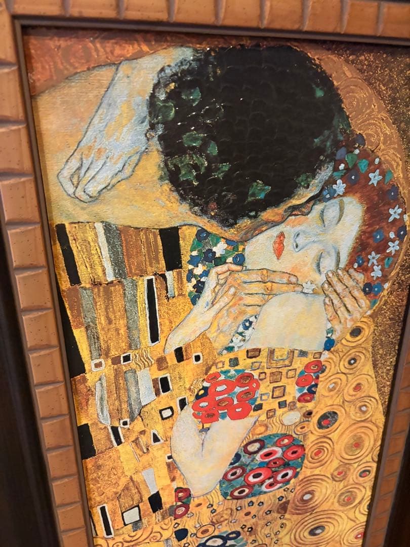 グスタフ・クリムト 接吻 ダークブラウンフレーム　アートフレーム