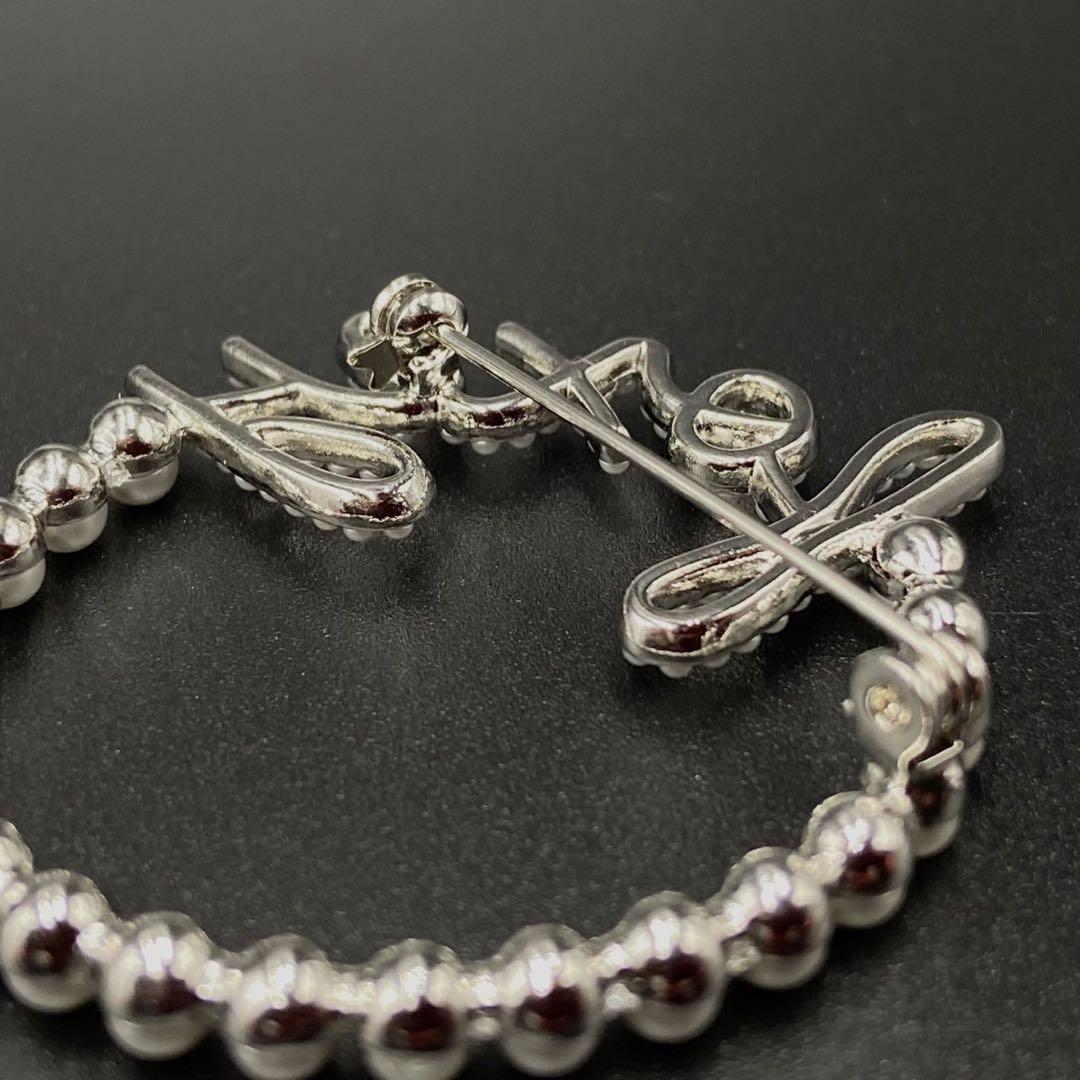 【極美品 現行】 フォクシー パール ロゴ ブローチ 【定価45000円】