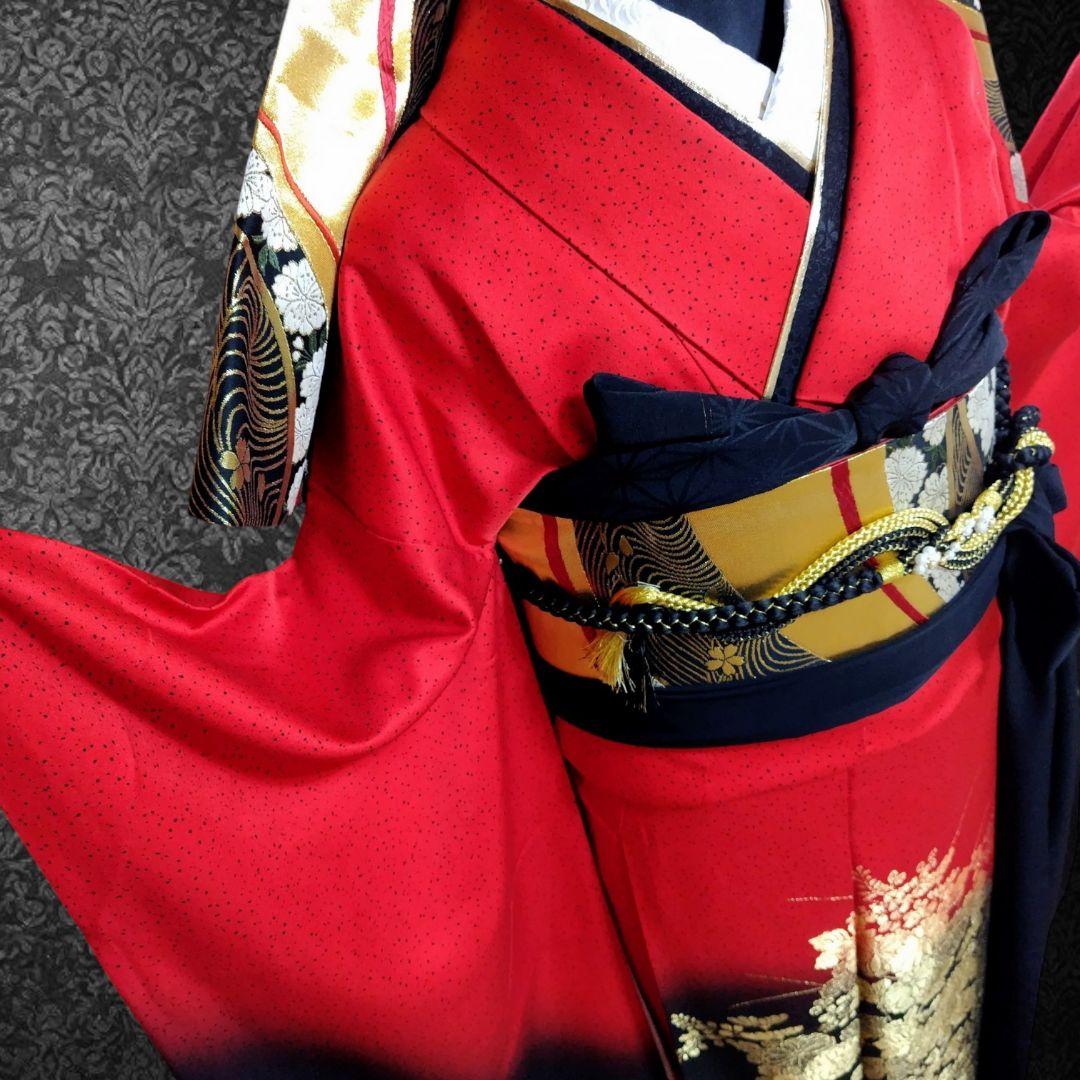 振袖フルセット(8点)・成人式・古典柄・寿光織・モダン