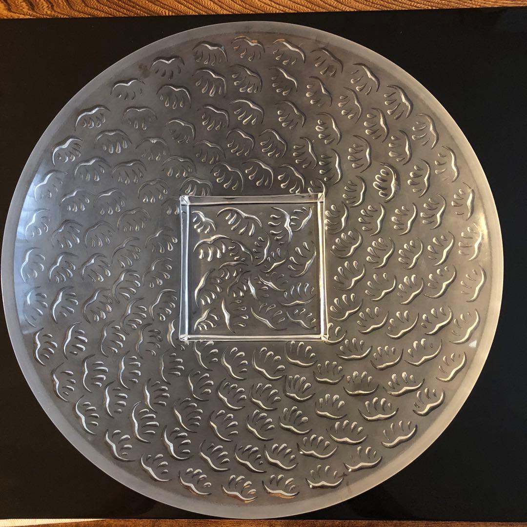 LALIQUE クリスタル 大型サービングプレート 葉/羽根 モチーフ30 cm