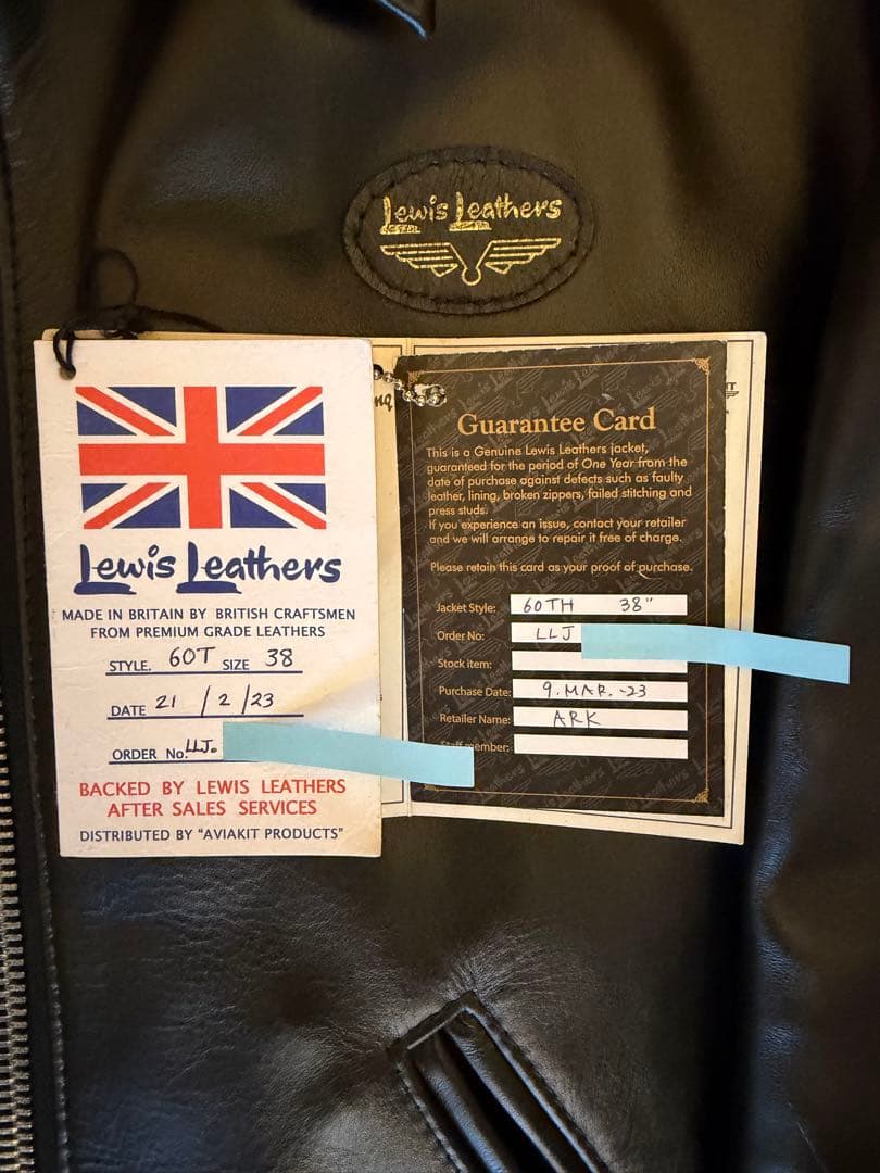 未使用　Lewis Leathers ルイスレザー コルセア60T サイズ38