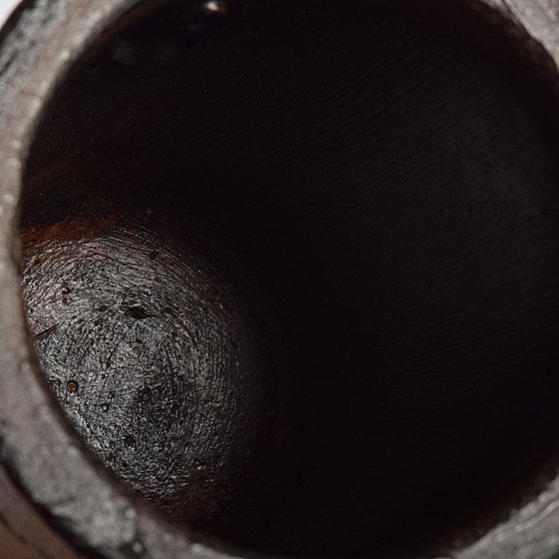 茶道具　漆芸家　難波仁斎作　金蒔絵　花入　掛花入　共箱　C　R9505