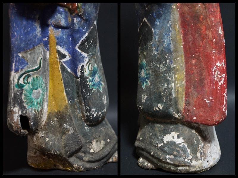 李朝 郷土人形『楽舞人』土人形 高さ35㎝★時代物★