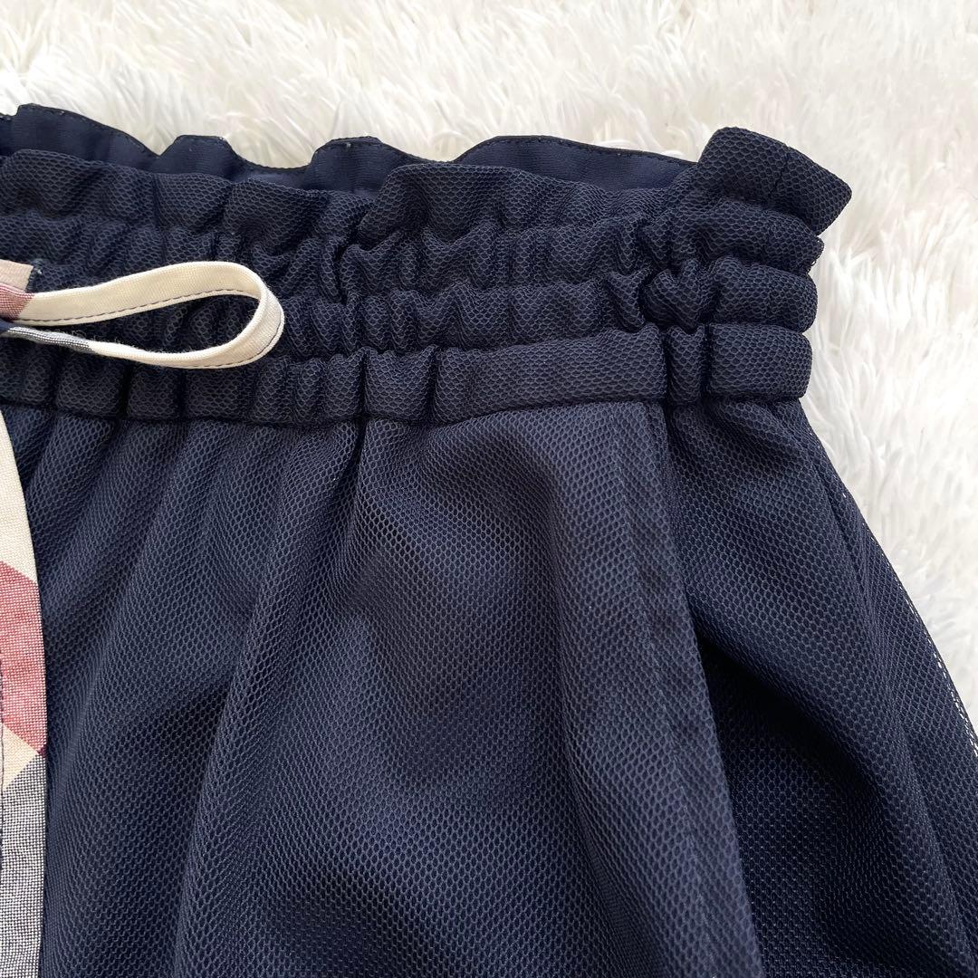 ブルーレーベルクレストブリッジ✨ソフトチュールパンツ　チェック　リボン　手洗い可