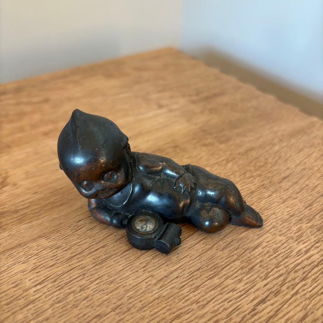 戦前アンティークキューピー キューピー人形 方位磁石付き　レトロ 当時物　黒