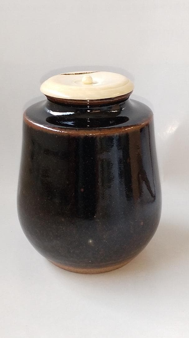 Bottom松本鉄山 松本鐵山 中興名物写 橋立茶入仕覆住吉緞子共箱栞新品