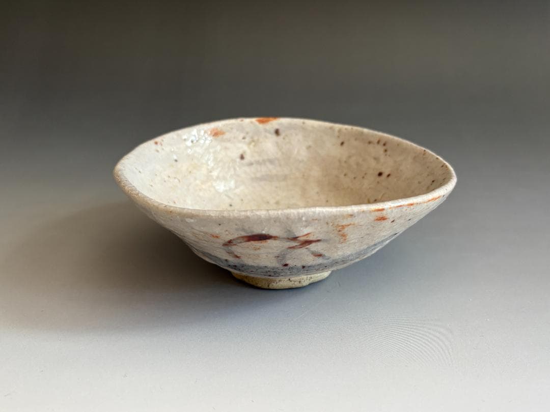 加藤春泰　志野舟絵　平茶碗　即中斎書付　銘「清友」　茶道具　表千家