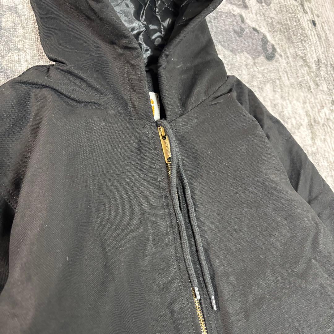 Carhartt フーディ Mサイズ キルティング レザーロゴ リワーク Y2K