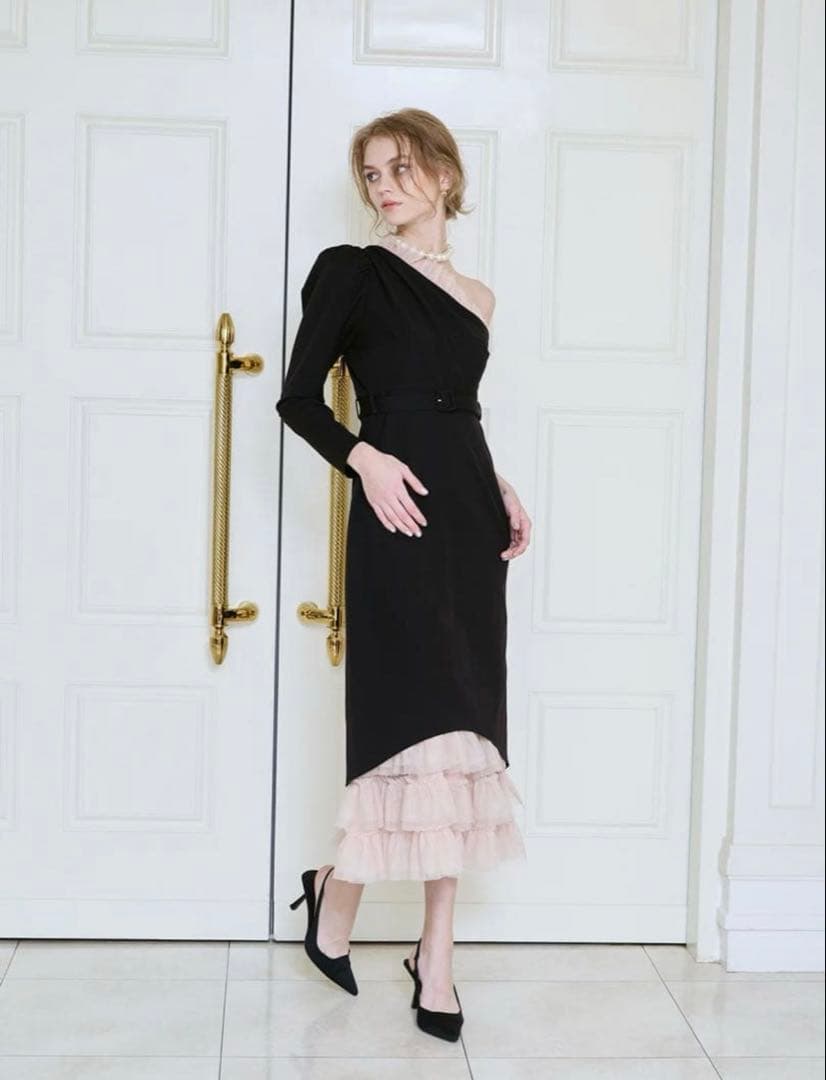 EIMY ISTOIRE フリルチュールワンショルダードレス　34サイズ　xs