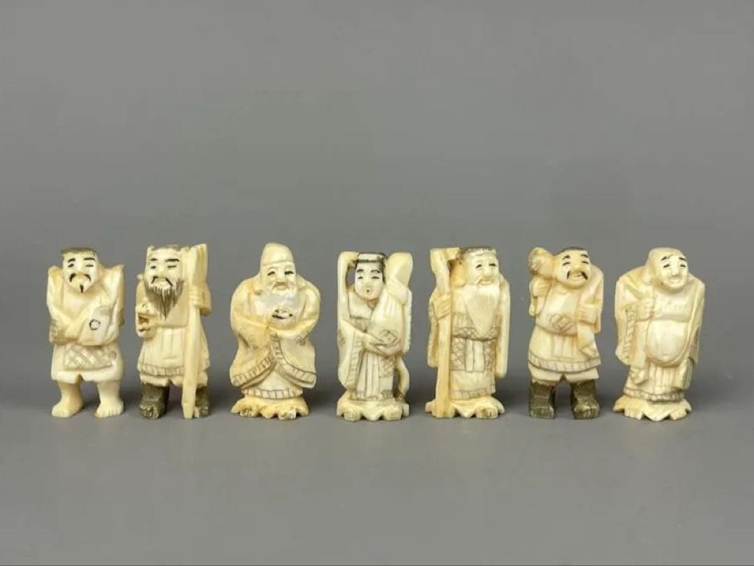 極上 七福神 彫刻 縁起物 置物 アンティーク 古美術