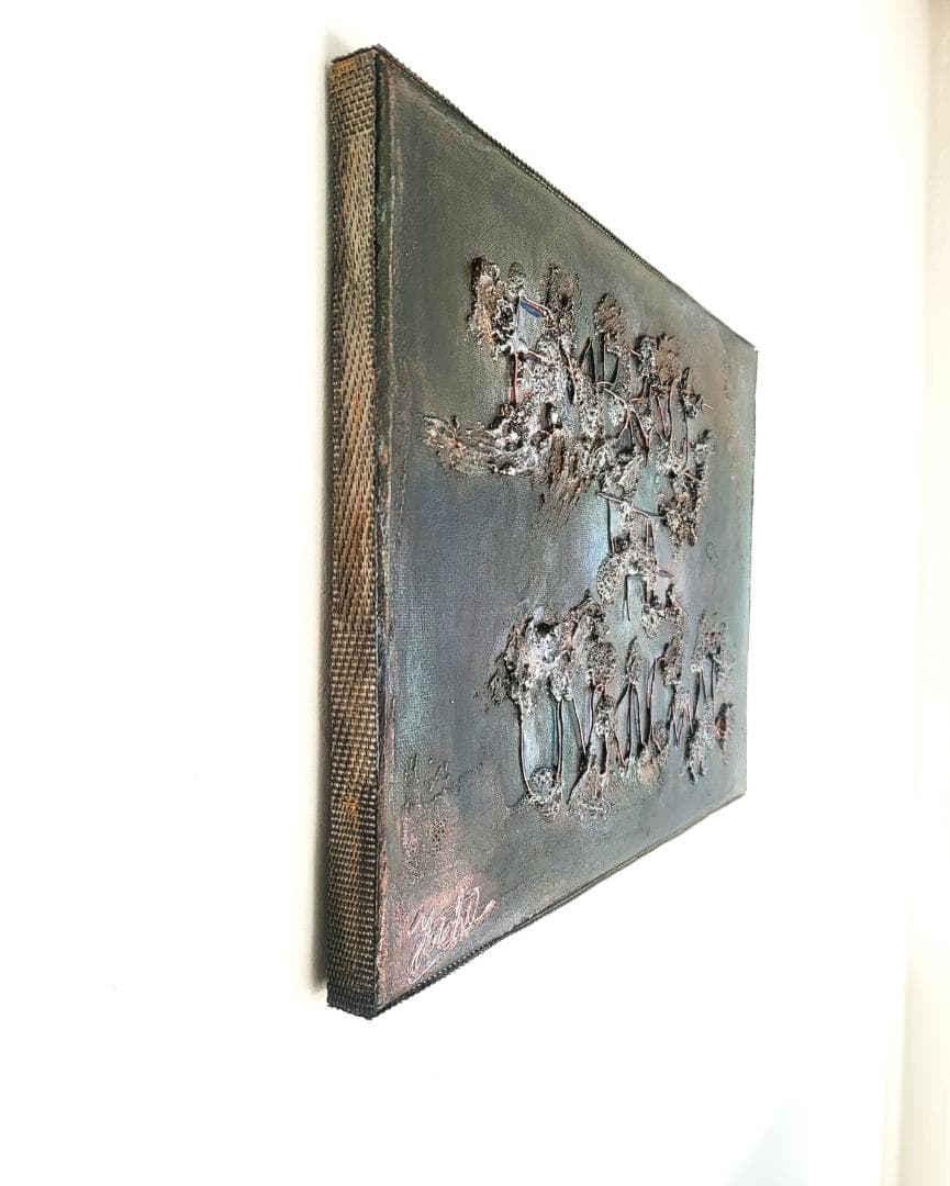 見えない境界 - 抽象画 24×33㎝ キャンバス F4号 原画1点のみ モダン