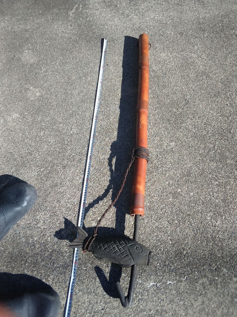 昭和レトロ 竹製 大型 自在鉤 囲炉裏 暖炉 火鉢 古民家 古道具 平成レトロ