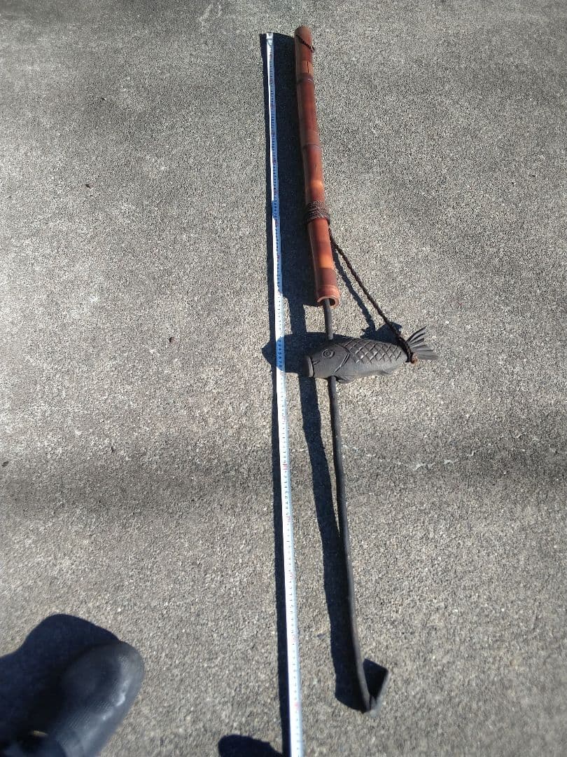 昭和レトロ 竹製 大型 自在鉤 囲炉裏 暖炉 火鉢 古民家 古道具 平成レトロ