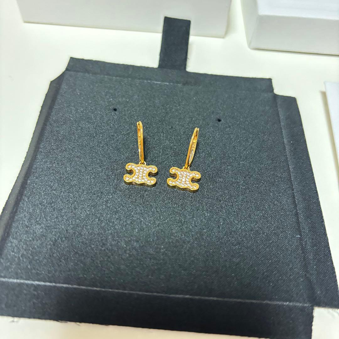 CELINE セリーヌ トリオンフピアス ラインストーンピアス ゴールド