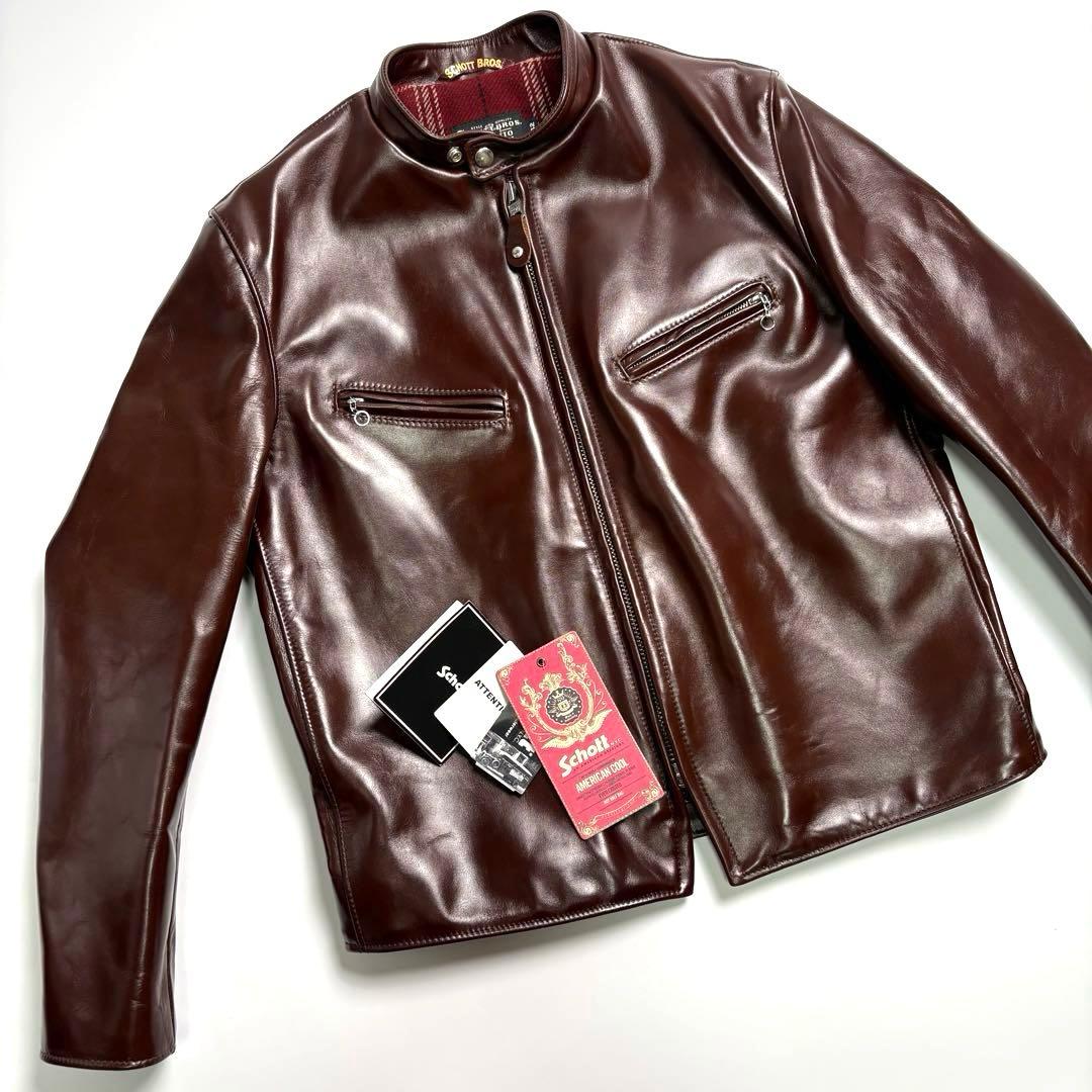 【米国製】SCHOTT レザー ライダースジャケット 馬革42 641XJH