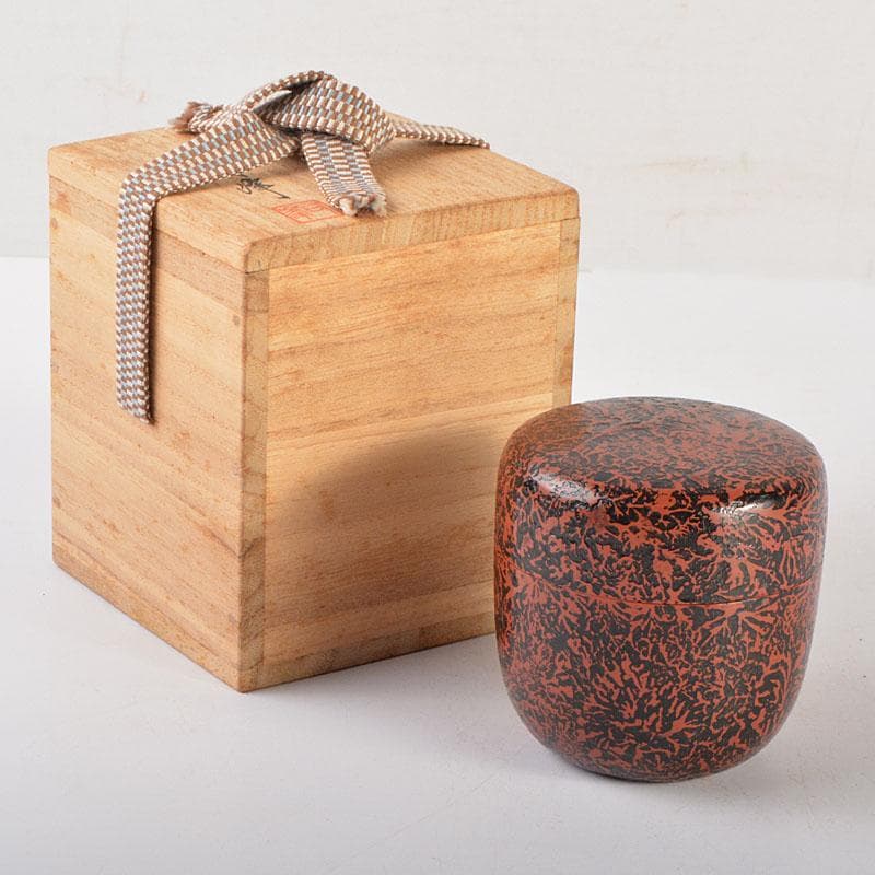 茶道具　加賀蒔絵師　新井司峰作　堆朱　中棗　共箱　V　6838