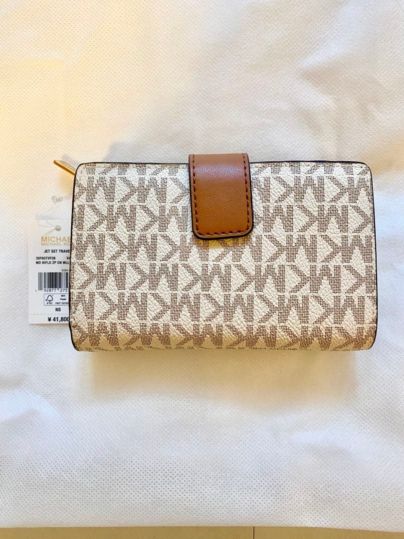 【未使用】MICHAEL KORS 二つ折り財布 ベージュ/ブラウン