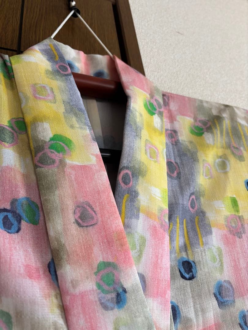 セオアルファ 浴衣　単衣　夏着物　水彩柄　裄68