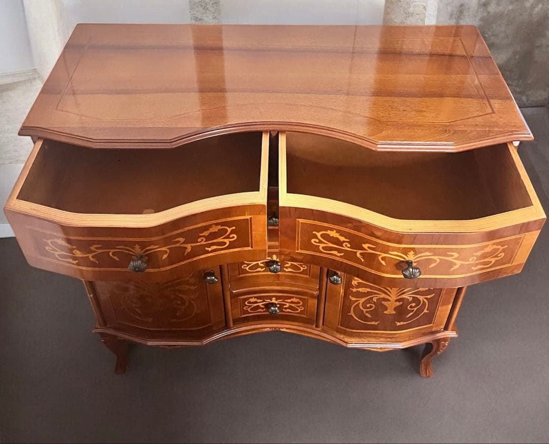 イタリア 家具タロッコ社象嵌デザイン 猫足 ヴェローナ キャビネット