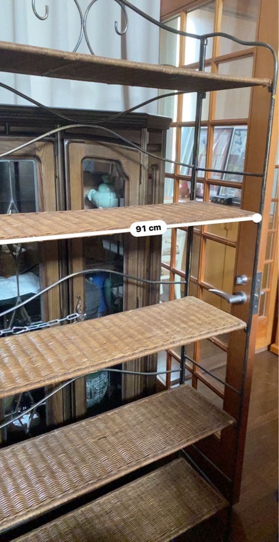 希少♦️高級 ラタン＆アイアン 大型 飾り棚 シェルフ♦️店舗♦️ディスプレイ♦️折畳可