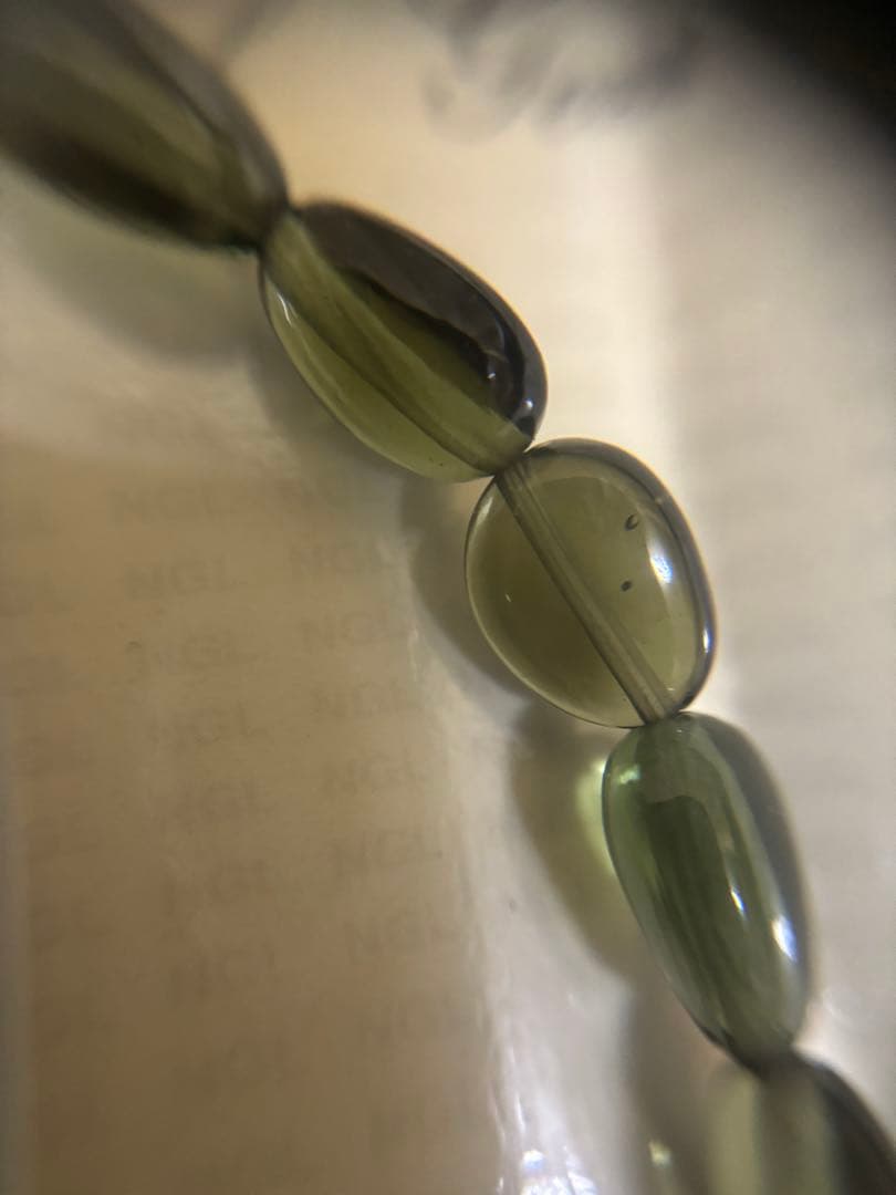 モルダバイト 鑑別あり オーバルビーズブレスレット