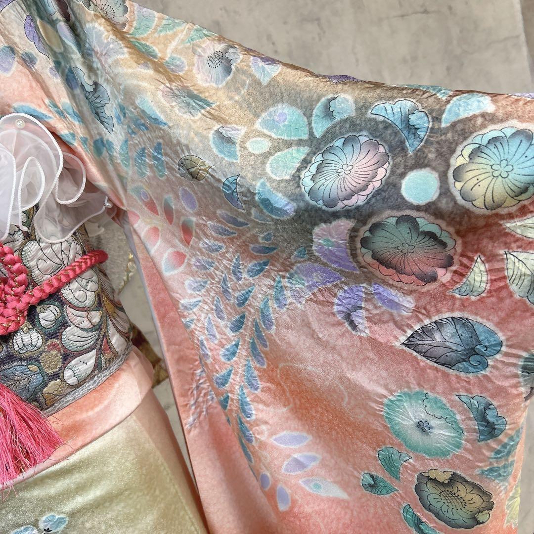 振袖　フルセット　辻が花　正絹　絞り　作家物　華やか　成人式　ピンク