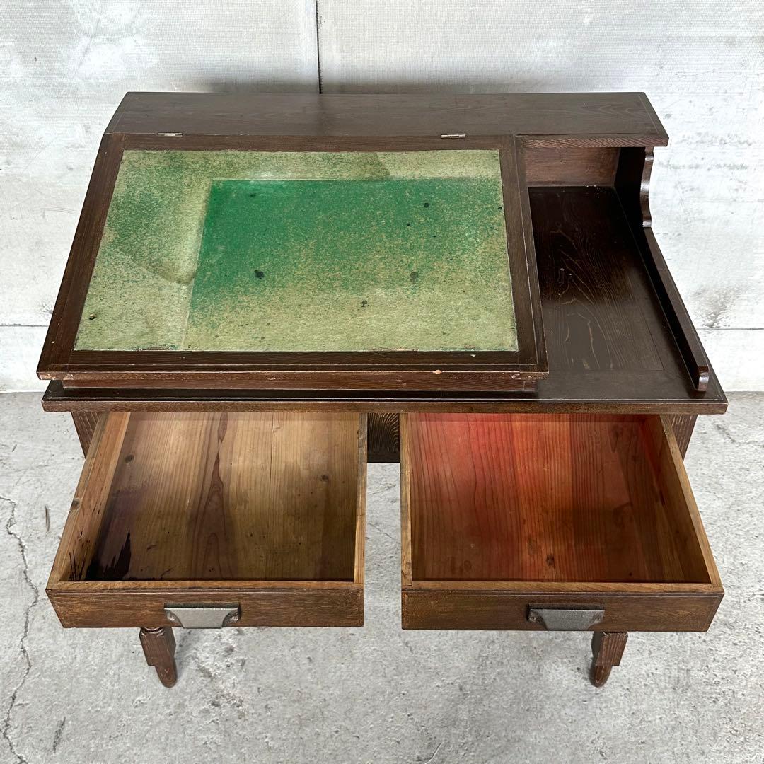 ✦昭和レトロ✦ アンティーク 製図机 ドラフティングデスク 木製 ライティング