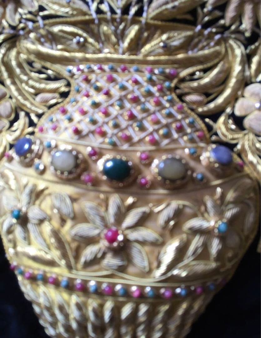 美品レア物タペストリー300個以上宝石と金糸刺繍絨毯 豪華一点物　ドバイ貴族