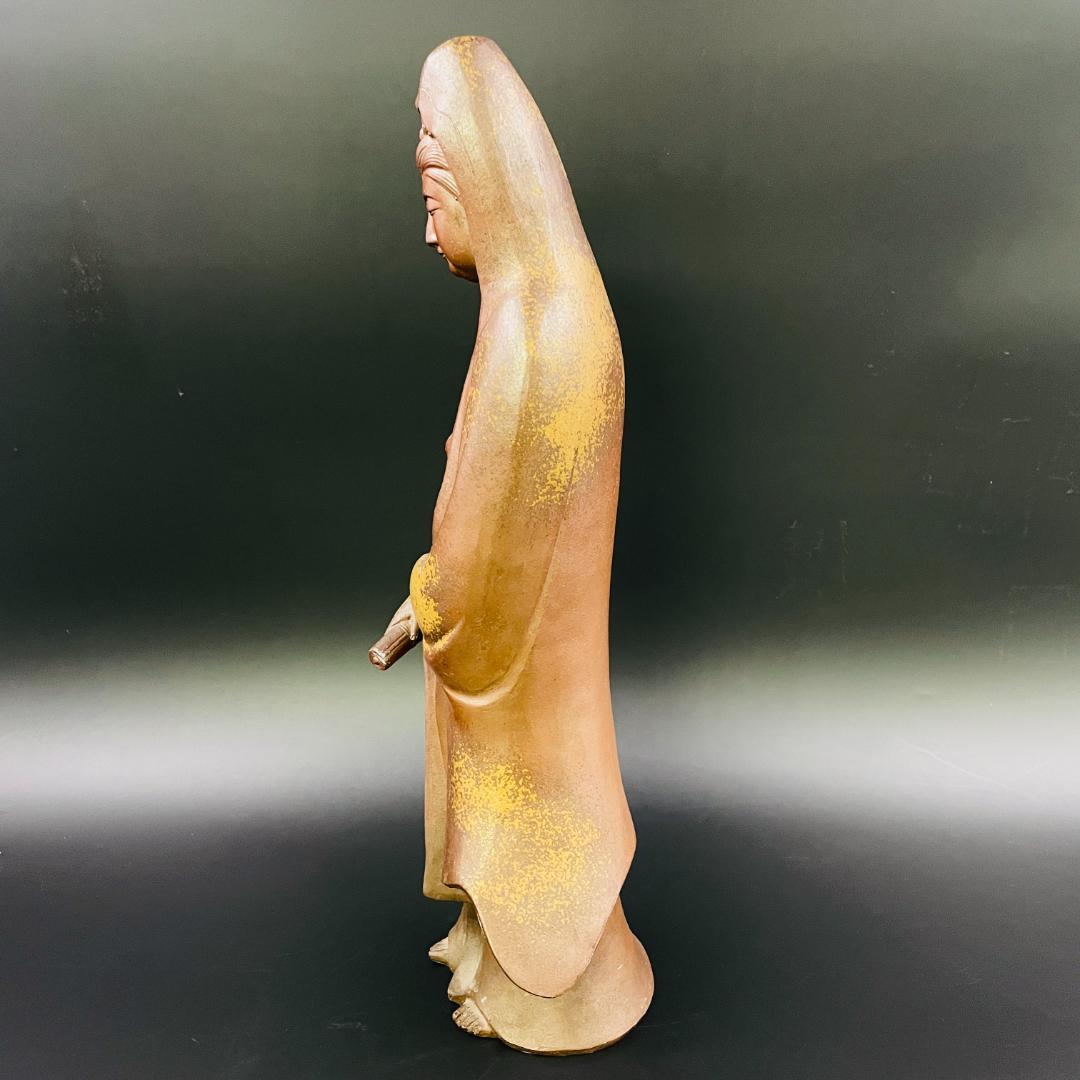 金重陶弘 作 観音像 備前焼 仏像 42.5cm 希少
