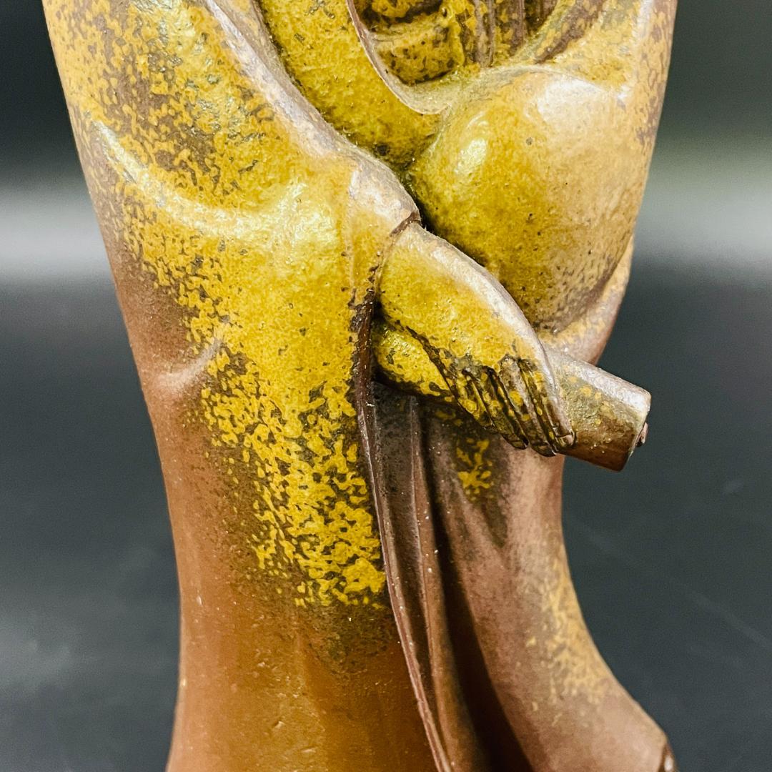 金重陶弘 作 観音像 備前焼 仏像 42.5cm 希少